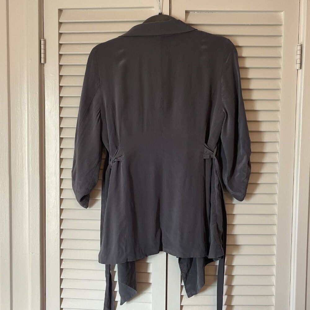 Yumi Kim Claudia Silk Kimono Draped Jacket 8 large grey F1960 - Picture 6 of 10